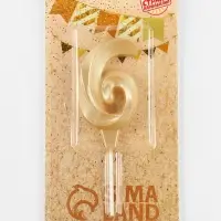 Свеча в торт &laquo;Театральная&raquo;, цифра 6, золотой металлик