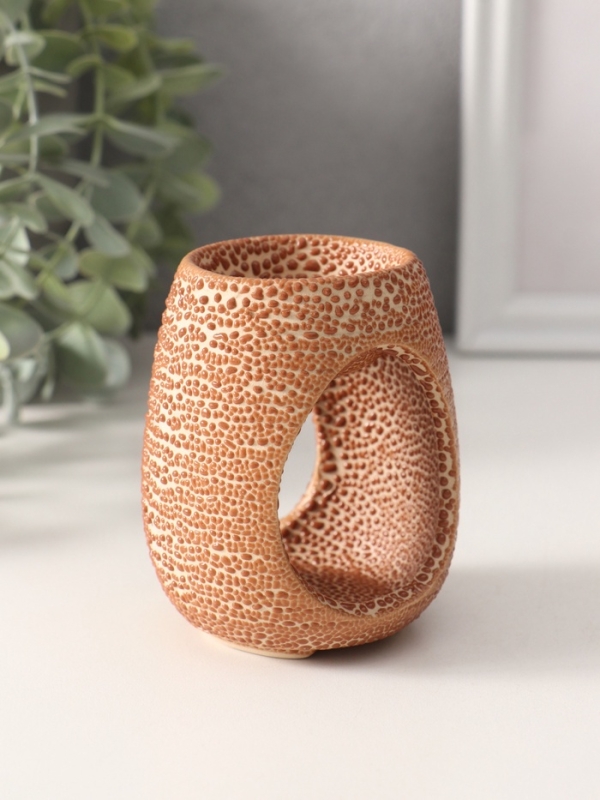 Аромалампа керамика "Точки" коричневая 6,5х6,5х8,5 см