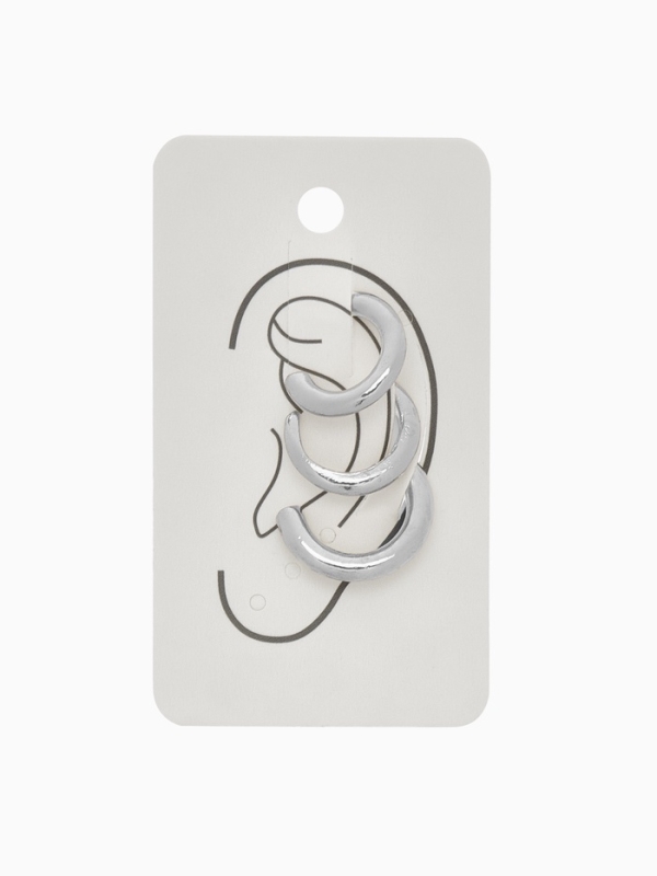 Серьги каффы &laquo;Трио&raquo;, набор 3 шт. цвет серебро