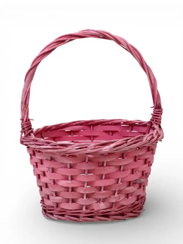 Корзина плетеная ива 28 х 20 х 11 см ручка 14 см, розовый