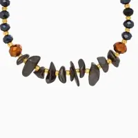 Браслет, длина 16 см, цв. синий, золотой