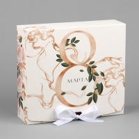 Коробка подарочная складная, упаковка, &laquo;8 марта, золото&raquo;, 20 х 18 х 5 см