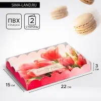 Коробка для печенья, &laquo;Тюльпаны&raquo;, 22&times;15&times;3 см