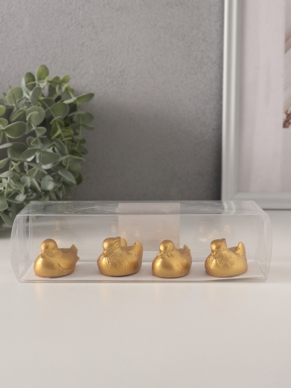 Сувенир полистоун "Уточки-мандаринки" золото набор 4 шт 4,8х3х2,8 см
