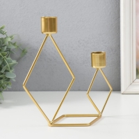 Подсвечник металл на 2 свечи "Геометрия. Ромбы" золото d=2,3 см 7,8х18х19 см Подсвечник металл на 2 свечи "Геометрия. Ромбы" золото d=2,3 см 7,8х18х19 см