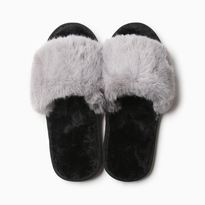 Тапочки женские с открытым носом размер 37-38, цвет серый Тапочки женские с открытым носом размер 37-38, цвет серый