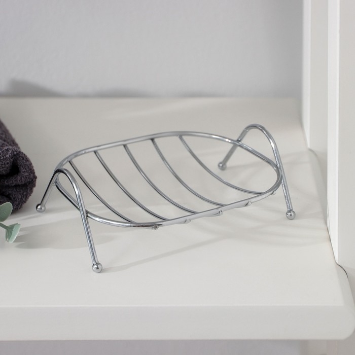 Мыльница на ножках Доляна &laquo;Сибарит&raquo;, 12&times;9.5&times;4 см, хромированная