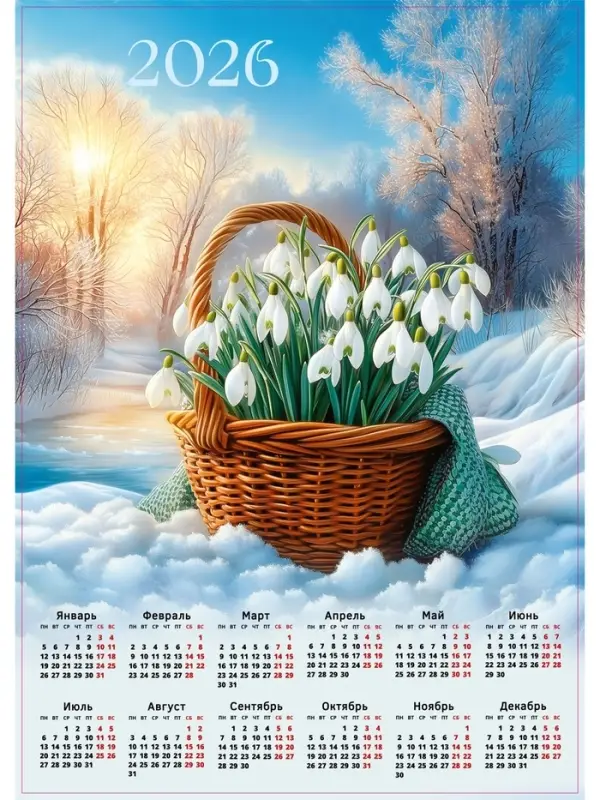Календарь 2026 &laquo;Подснежники&raquo;, А2