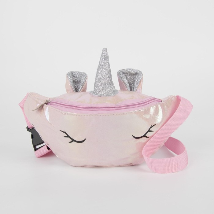 Сумка детская для девочки поясная Magiс unicorn, на молнии, розовая