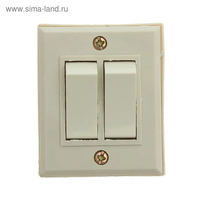 Выключатель "Топ", 10 А, 220 В, 2 клавиши, накладной, белый