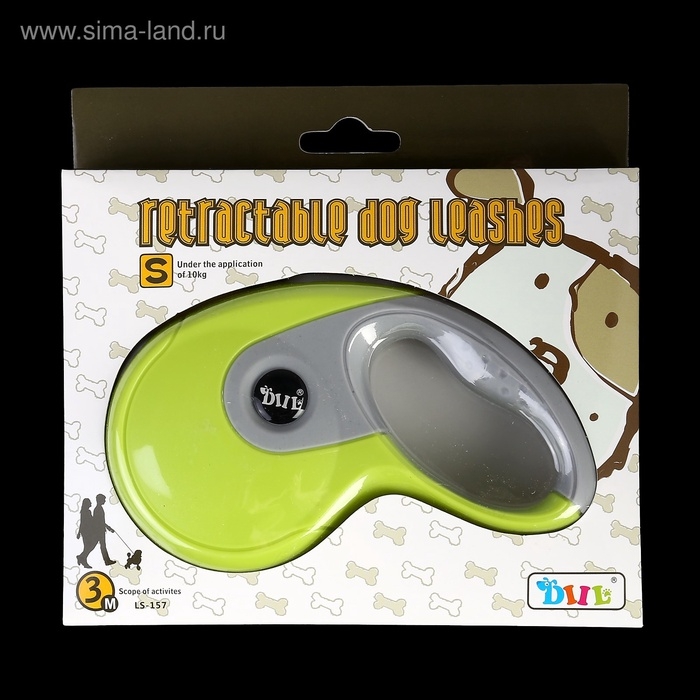 Рулетка DIIL, 3 м, до 10 кг, лента, прорезиненная ручка, зеленая с серым