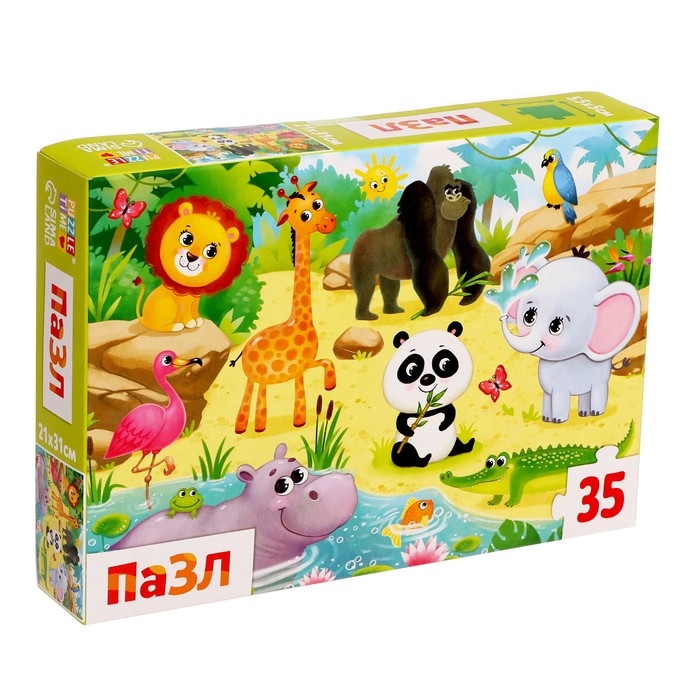 Пазлы «Весёлый зоопарк», 35 элементов Пазлы «Весёлый зоопарк», 35 элементов