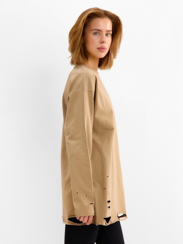 Футболка с длин. рукавом женский MINAKU: One Most Brand, цвет коричневый, ONESIZE