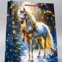 Пакет подарочный новогодний ламинированный, &laquo;Конь&raquo; , 26&times;12&times;32 см