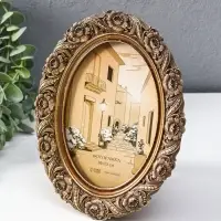 Фоторамка полистоун 10х15 см "Винтажные цветы" тёмное золото 15х1,5х20 см