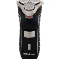 Электробритва Sakura SA-5414BK, АКБ, сеточная, 3 плавающие головки, триммер, чёрная