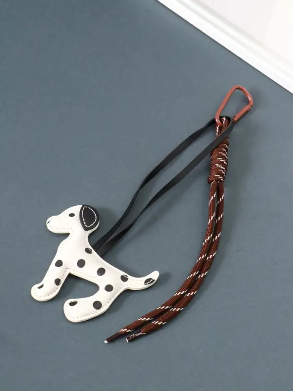 Брелок на карабине кожзам, текстиль "Далматинец" с узлом 20х9,5х1,7 см