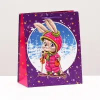 Пакет подарочный &laquo;Зайчик лыжник&raquo; , 18&times;22.3&times;10 см