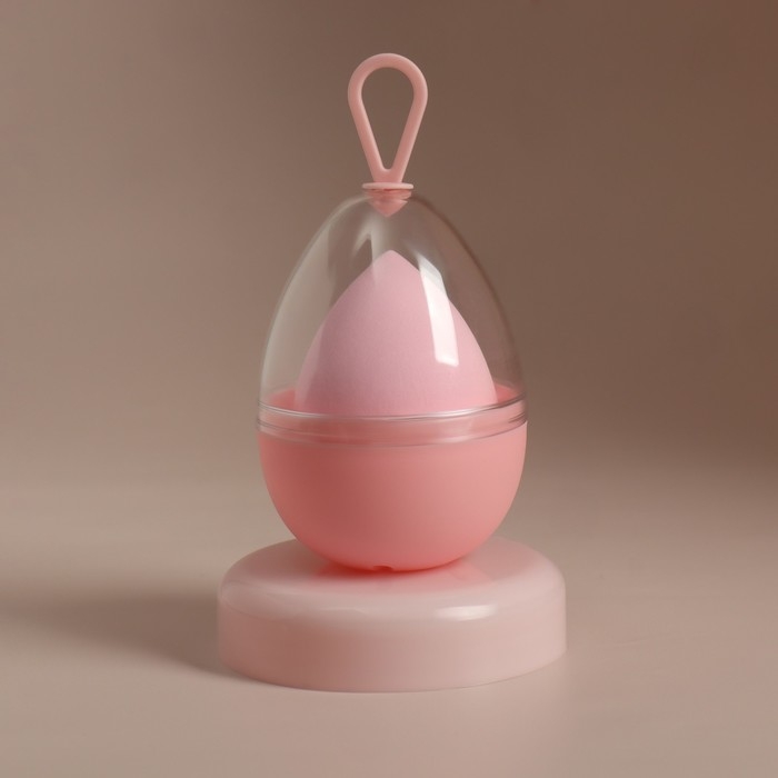 Спонж для макияжа &laquo;Капля&raquo;, 6 &times; 4 см, увеличивается при намокании, в футляре, цвет нежно-розовый