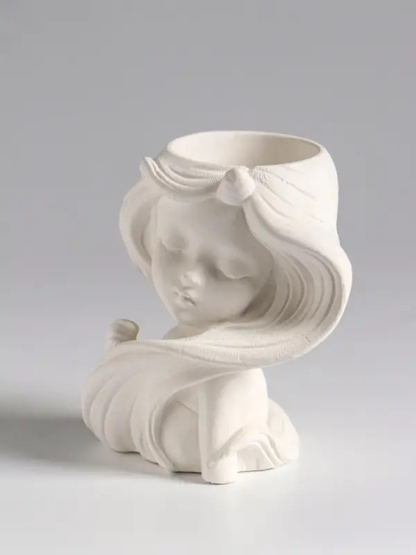 Ваза гипс настольная "Девушка с длинными волосами" 6х8х9см