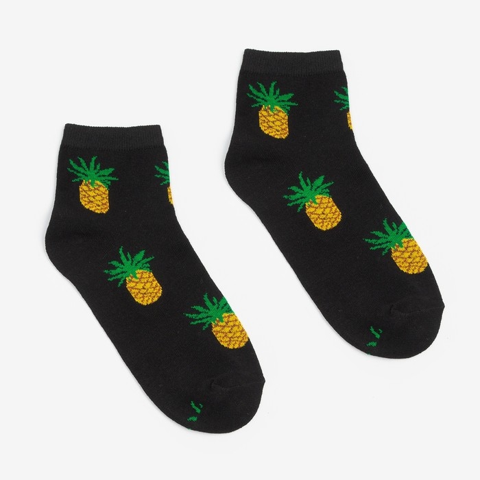 Носки женские &laquo;Ананас&raquo;, цвет чёрный, размер 23-25