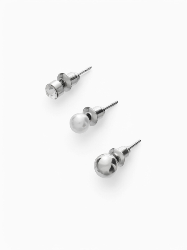 Набор серьги и каффы 8 шт &laquo;Бублик&raquo; переплетение, цвет серебро