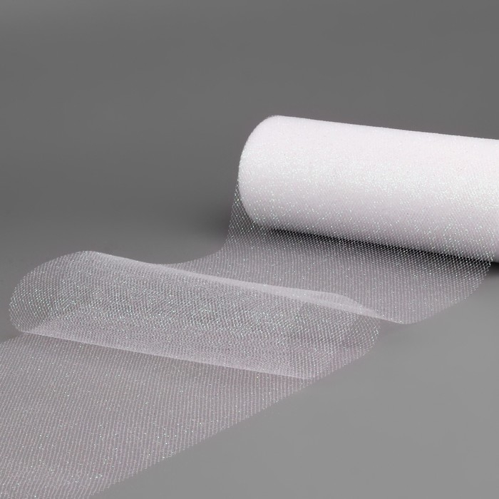 Фатин с глиттером, 15 см, 11 &plusmn; 1 г/кв.м, 9 &plusmn; 0,5 м, цвет белый №1