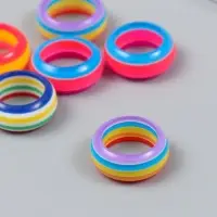 Бусина для творчества пластик &laquo;Радужное кольцо&raquo;, 1&times;2.4&times;2.4 см, МИКС