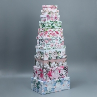 Набор коробок 10 в 1, упаковка подарочная, &laquo;Цветочный сад&raquo;, 12 х 7 х 4 - 32.5 х 20 х 12.5 см