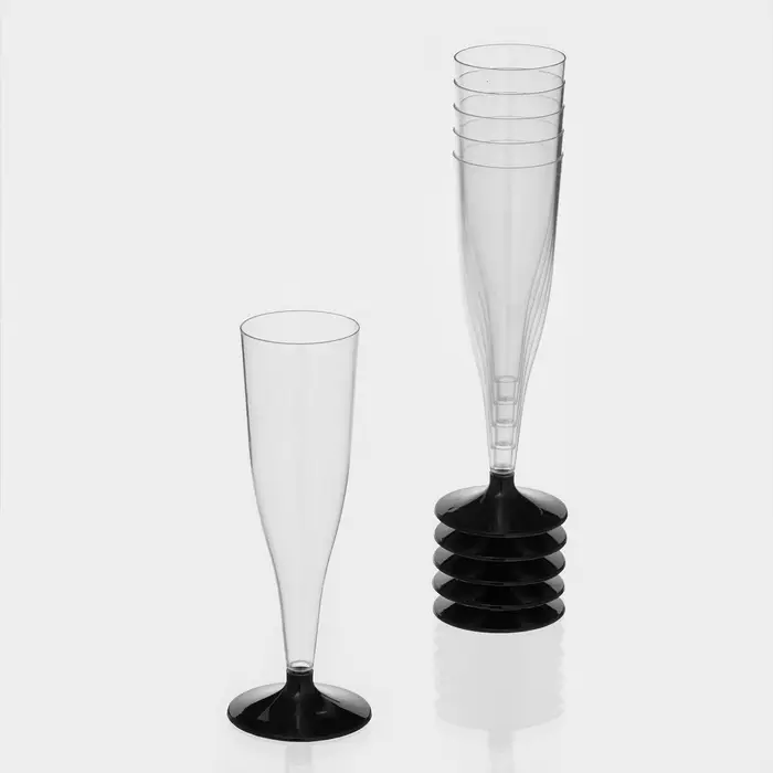 Бокал одноразовый для шампанского &laquo;Флютэ&raquo;, 100 мл, пластик, МИКС