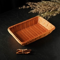 Корзинка для фруктов и хлеба Доляна &laquo;Капучино&raquo;, пластик, плетёная, 34&times;24&times;7 см, коричневая