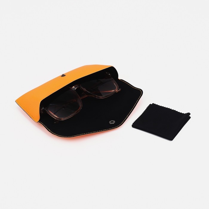 Футляр для очков на кнопке, длина 17 см, цвет оранжевый