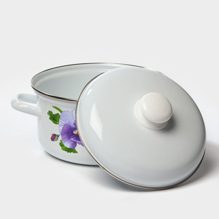 Кастрюля эмалированная &laquo;Анютины глазки&raquo;, 3 л, индукция