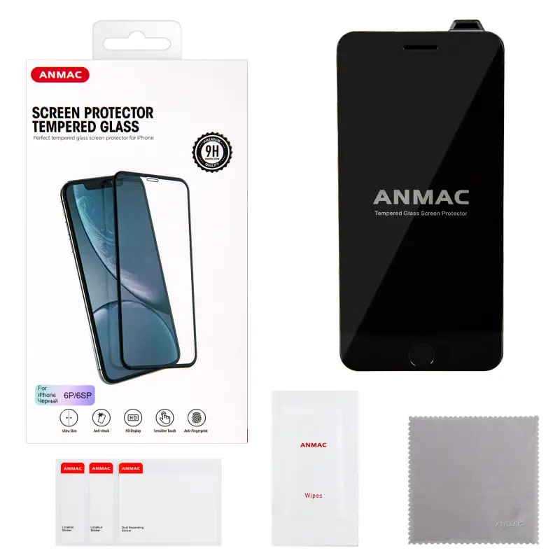 Защитное стекло IPh 6 Plus 3D ANMAC черное усиленное  Арт.1137184