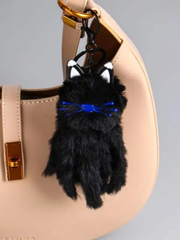 Пушистик на кольце "Чёрный кот" 18х5х5 см