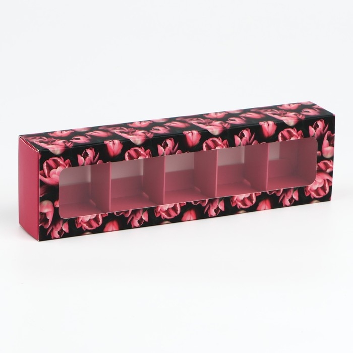 Коробка под 5 конфет с ячейками &laquo;Фуксия&raquo;, 21 х 3.3 х 5.8 см