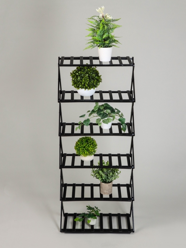 Подставка для цветов Greengo, 6 полок, 50 &times; 25 &times; 110 см, напольная, бамбук, чёрная