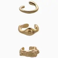 Серьги "Каффы" набор 3 шт., мятый, цвет золото