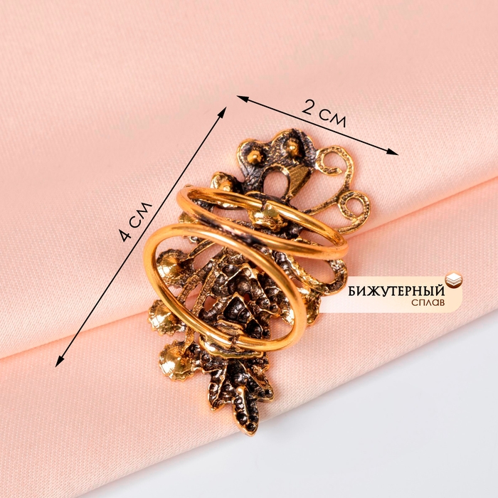 Кольцо для платка &laquo;Ветвь&raquo;, цвет коричневый в чернёном золоте