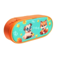 Пенал-футляр 95 х 205 х 45 мм, мягкий, текстильный, Calligrata, ПМК 27-20 резинка на клапане,"Зверята" Пенал-футляр 95 х 205 х 45 мм, мягкий, текстильный, Calligrata, ПМК 27-20 резинка на клапане,"Зверята"