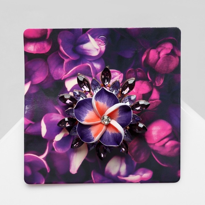 Брошь &laquo;Цветок&raquo; франжипани, цвет фиолетовый в розовом золоте