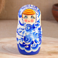 Матрёшка &laquo;Гжель&raquo;, синее платье, 5 кукольная, 18 см