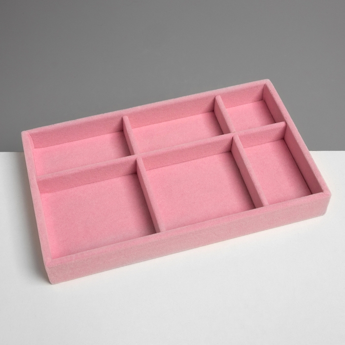 Подставка для украшения 6 ячеек, флок, 21×12,3×2,5 см, цвет розовый Подставка для украшения 6 ячеек, флок, 21×12,3×2,5 см, цвет розовый