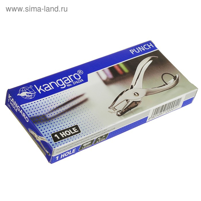 Дырокол стальной 10 листов, Kangaro One Hole, на 1 отверстие, металлик Дырокол стальной 10 листов, Kangaro One Hole, на 1 отверстие, металлик