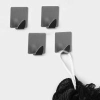 Крючки самоклеящиеся SAVANNA &laquo;Квадрат&raquo;, 4 шт, металл, 3,8&times;3,5&times;2 см