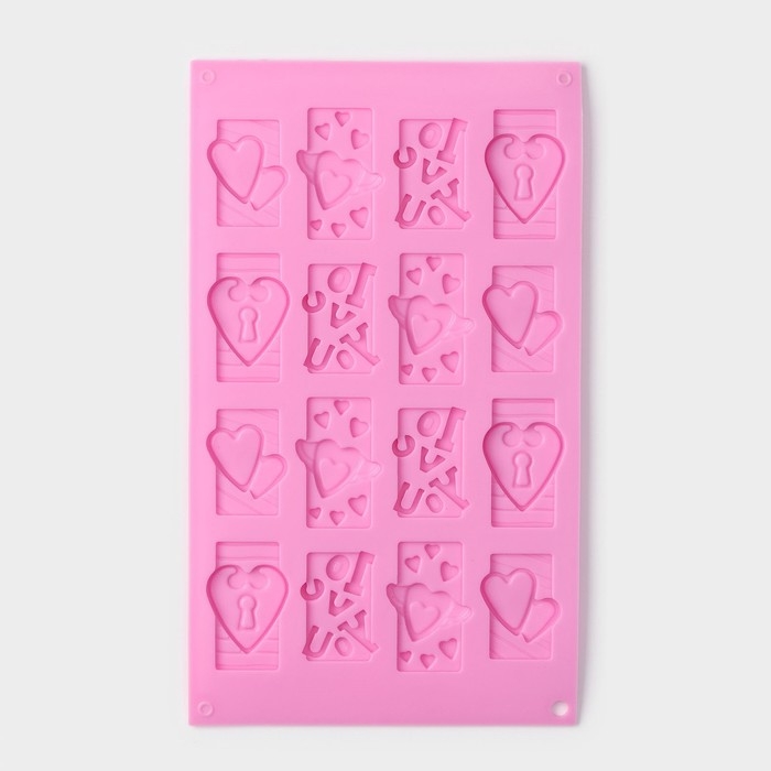 Форма для конфет и шоколада Доляна &laquo;Любовь&raquo;, силикон, 28.7&times;17.4 см, 16 ячеек (4.7&times;3.8 см), МИКС