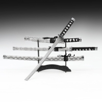 Макет оружия &laquo;Сувенирные катаны на подставке 3в1. Серая змея&raquo;, подарочный набор, ножны кожзам, 47 см; 70 см; 89 см