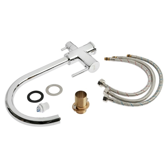 Смеситель для кухни ZEIN ZC-011, с выходом для питьевой воды, латунь, хром