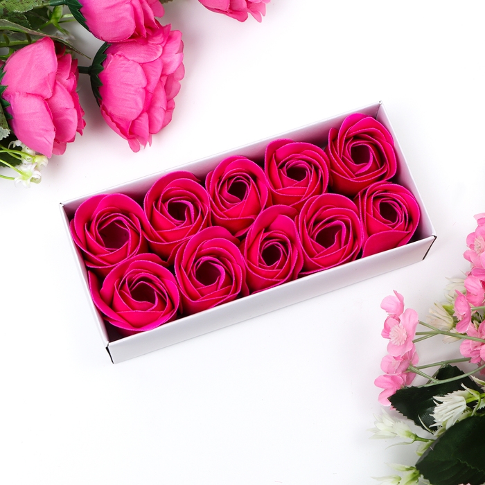 Мыльные розочки, фуксия, набор 10 шт.