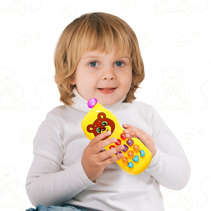 Телефончик музыкальный &laquo;Забавный мишка&raquo;, световые эффекты, русская озвучка, работает от батареек